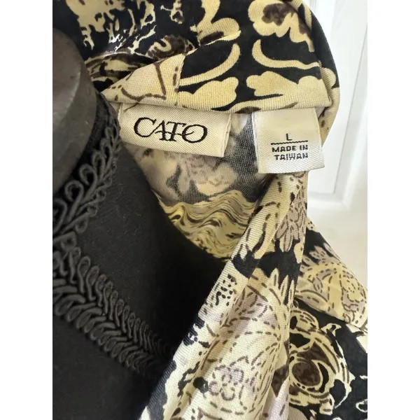 Cato Womens Blouse Shirt Wrap V Neck Sexy Slim Fit Floral Top Career Work- Sz L‎ - Image 3