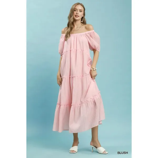 Umgee Textured‎ Tiered Midi Dress - Small - Image 3
