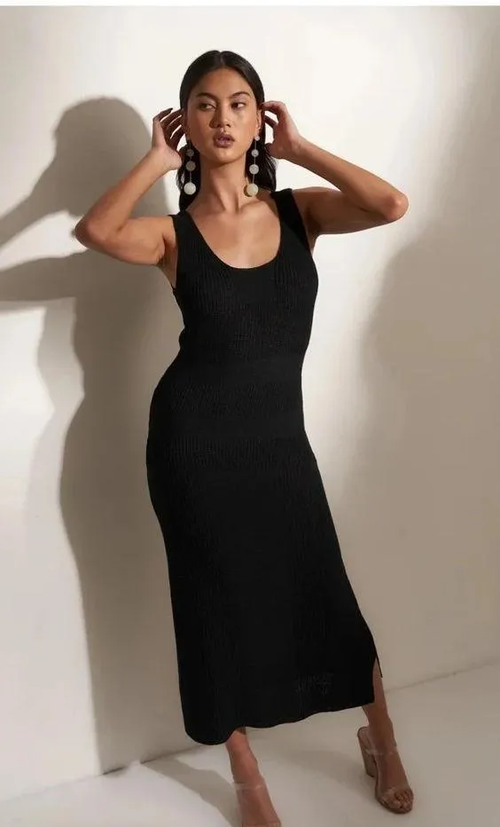 Revolve Callahan Black Cap Sleeve Maxi Dress Womens Size Medium G0788 - Image 5