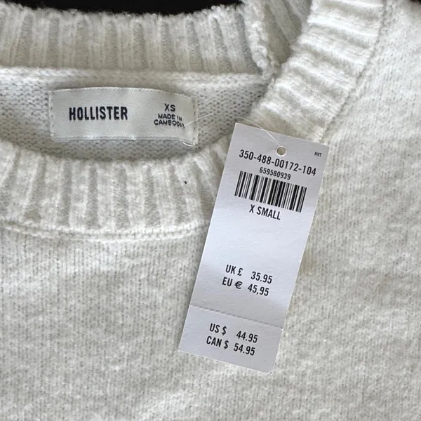 Hollister Ivory and Taupe Striped Crewneck Sweater - Image 2