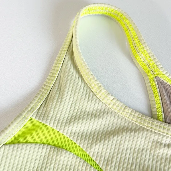 Lululemon Womens Ribbed‎ Mesh High Neck Sports Bra Racerback 10 Highlight Yellow - Image 2