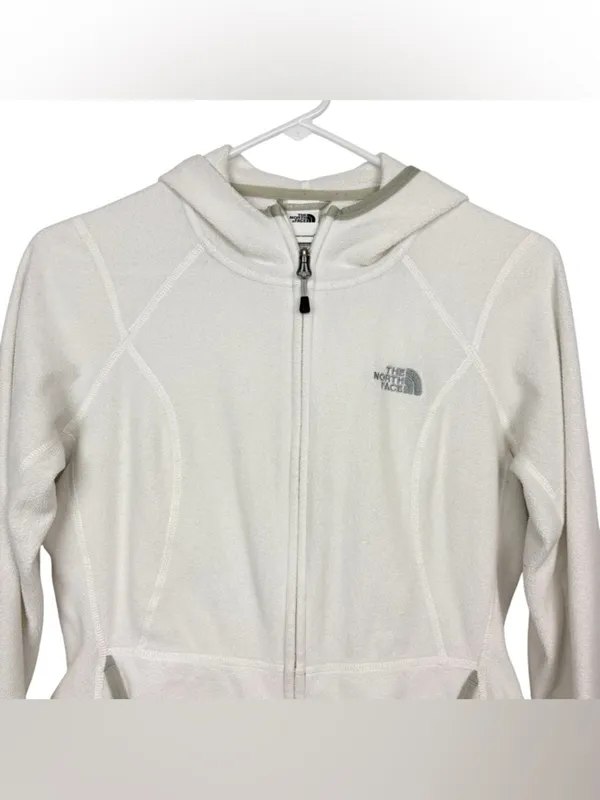NORTH FACE Polartec Classic Women’s White Fleece Zip Hoodie Size S - Image 4
