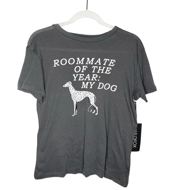 Wildfox Roommate of the Year Short Sleeve Keke Dog Graphic T-Shirt Size Small - Image 2