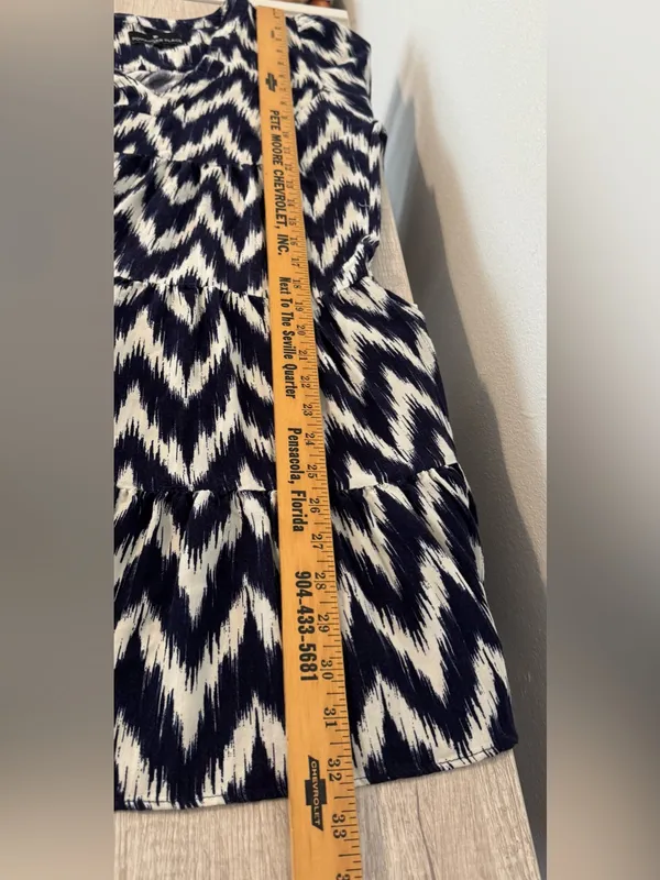 Tuckernuck Pomander Place Navy Ikat Kenzo Dress Empire Waist Swing Tiered XS - Image 13