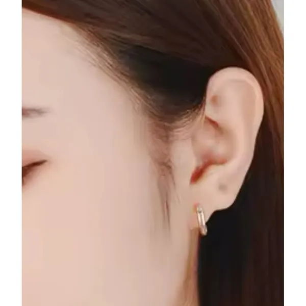NEW Unisex 14k Rose Gold S925 Huggie Hoop U Shape‎ Simulated Diamond Earrings - Image 2