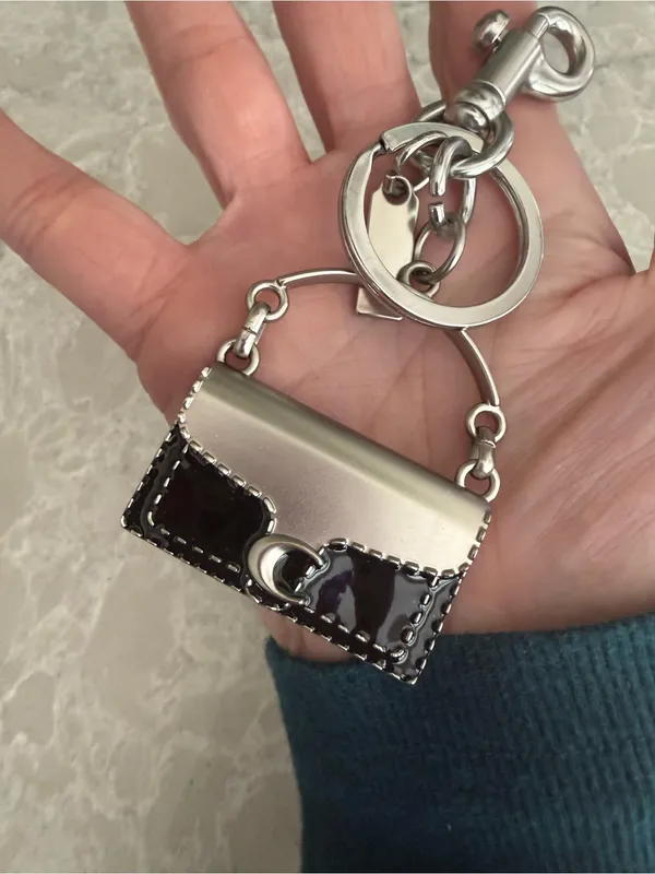 Silver and Black Handbag Charm Keychain - Image 2