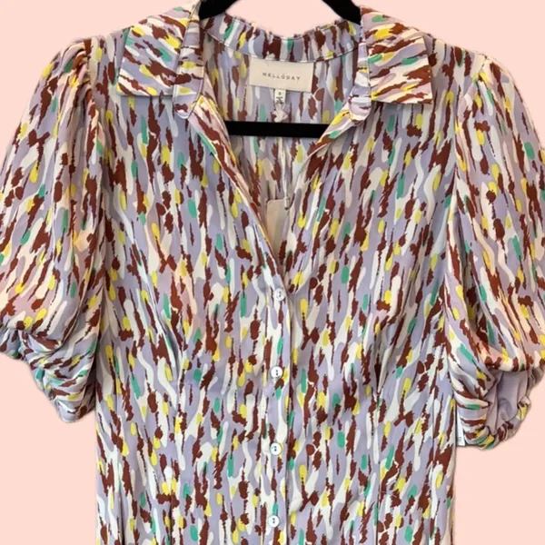 NWT Melloday Puff Sleeve Patterned Dress Size Small - Image 5