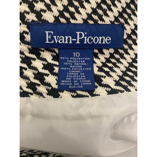 Evan Picone Classic Tailored Black White Houndstooth Plaid Midi Skirt Sze 10 Timeless Career - Image 5