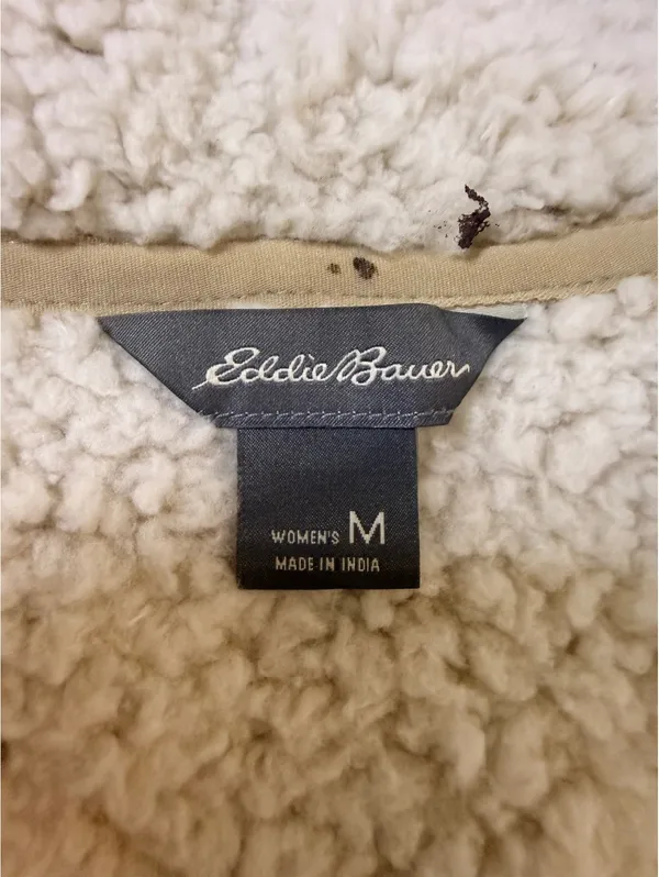 Eddie Bauer Womens Sherpa Fleece Open Front Vest Cream Ivory Cozy Soft Size Med - Image 3