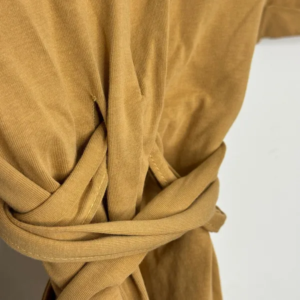 Zara Belted Tunic Shirt Mini Dress Brown Beige Size Large 100% Cotton - Image 5