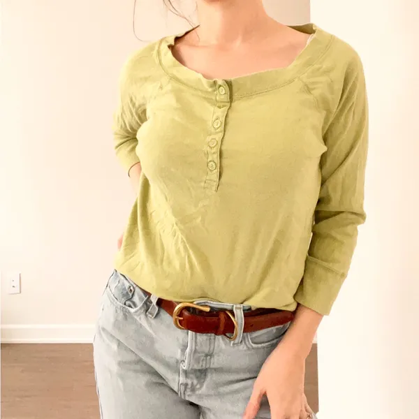 Vintage White Stag Green Quarter Sleeve Top - Image 3