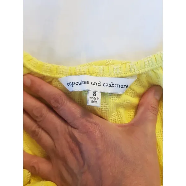 Cupcakes & Cashmere Dress Sz Small Yellow Off the Shoulder Cottage Cottage Core - Image 8