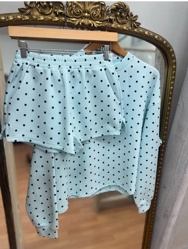 MotionWear Baby Blue and Brown Poka Dot Set - Image 4