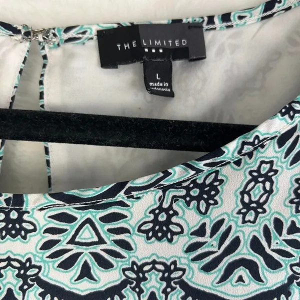 The Limited Teal Navy Medallion Print Sleeveless Elastic Waist‎ Shift Dress L - Image 3
