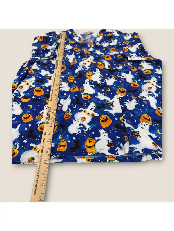 Peaches Uniform Women's Scrub Top Size XL Halloween V-Neck - Image 7