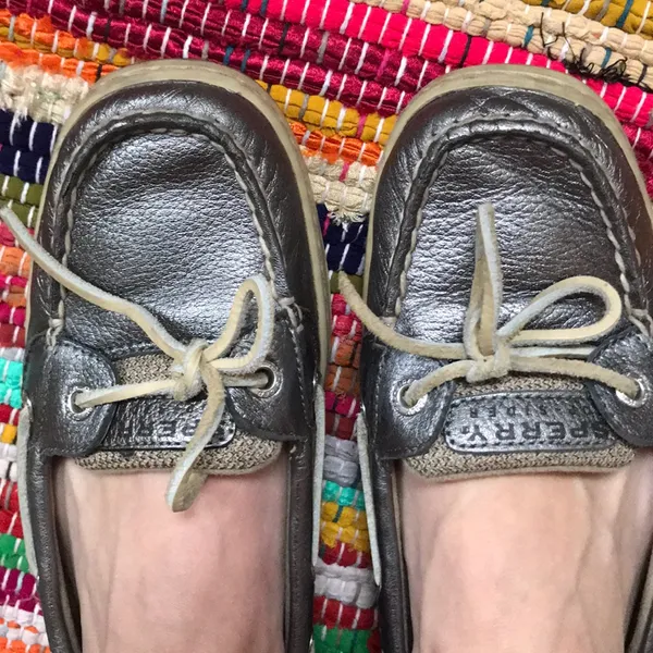 Sperry Metallic Pewter Leather Boat Shoes - Image 3