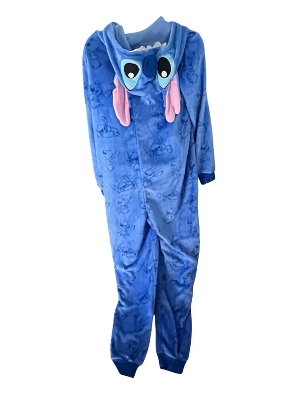 Disney Lilo & Stitch Hooded Union Suit Plush One Piece Pajamas Blue M - Image 5