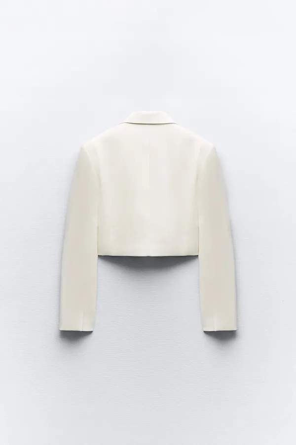 ZARA blazer cropped double breasted oyster white - Image 6