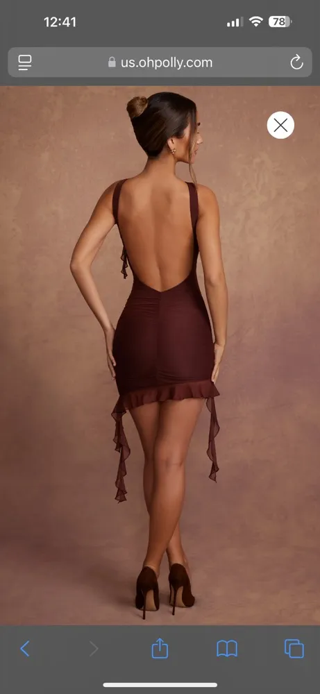 Oh Polly Brown Mini Ruffle Dress - Image 5
