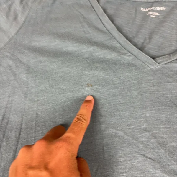 Eileen Fisher Shirt Womens M Blue V-Neck Short Sleeve Organic Cotton Jersey Top - Image 3