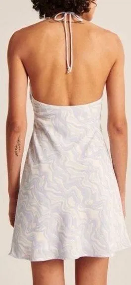 Abercrombie & Fitch Swirl Halter Mini Dress NWT Blue Sz Large - Image 2