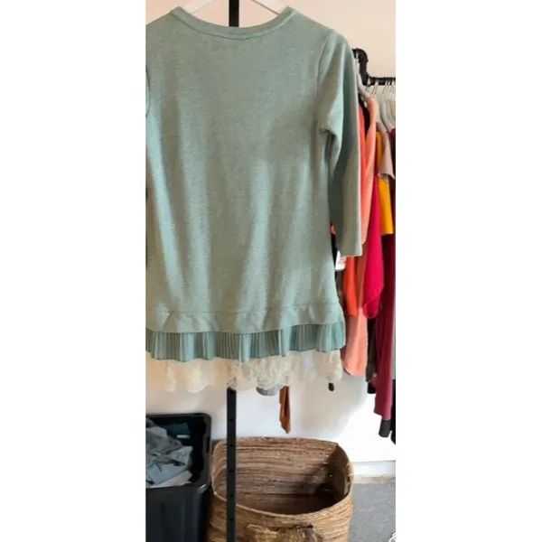 LOGO lounge XXS lace trim blouse green - Image 4