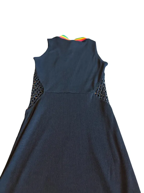 Jaded London Black Bodycon Dress Cutout Mesh Rainbow Collar Size Small NWT - Image 8