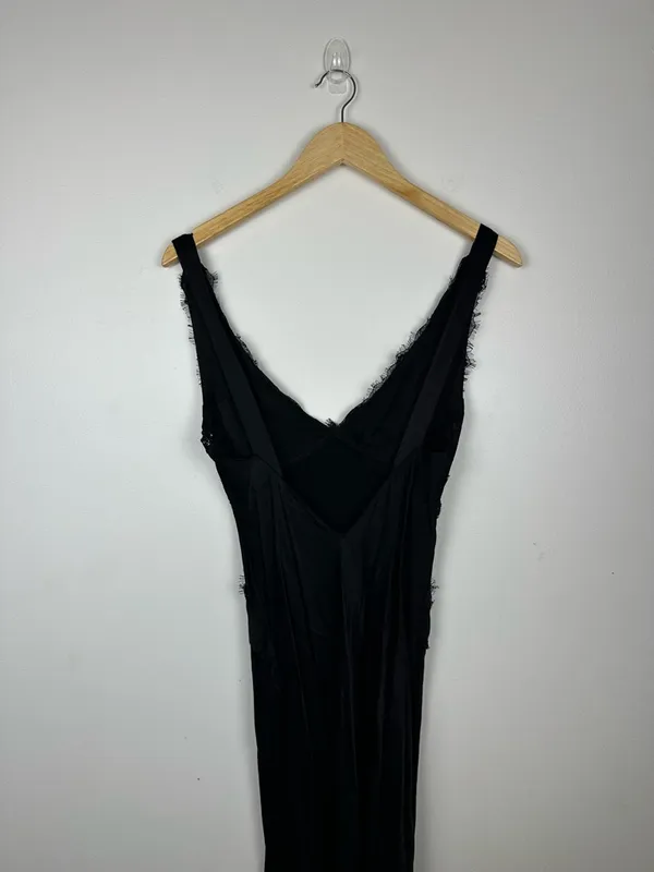 Sndys Gina Black Lace Trim Satin Maxi Dress Women’s‎ Sz L - Image 7