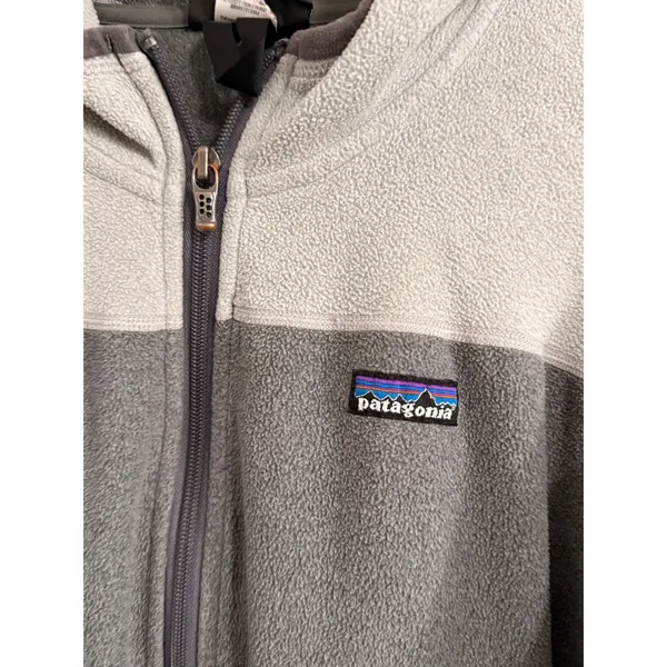 Patagonia Fleece Hoodie Womens L Gray Full Zip Colorblock Synchilla Jacket - Image 2