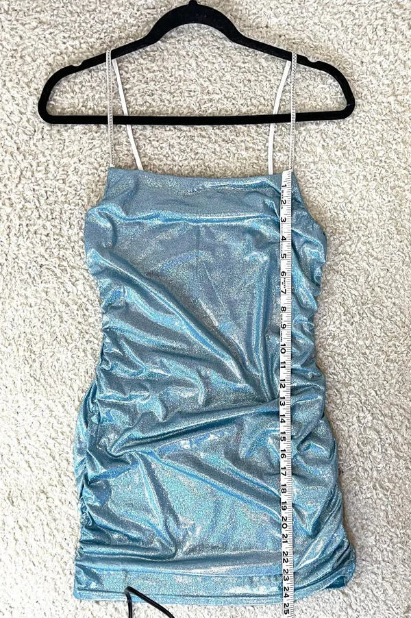 Mundefeis Light Blue Iridescent Shimmering Minidress - Image 8