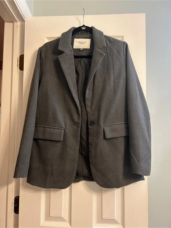 American Eagle Oversized Boyfriend Blazer Gray XS - Image 2