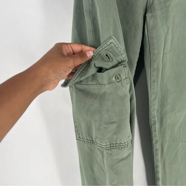 Vervet Cargo Wide Leg Jeans Army Green High Rise Utility 100% Cotton Size 26 - Image 6