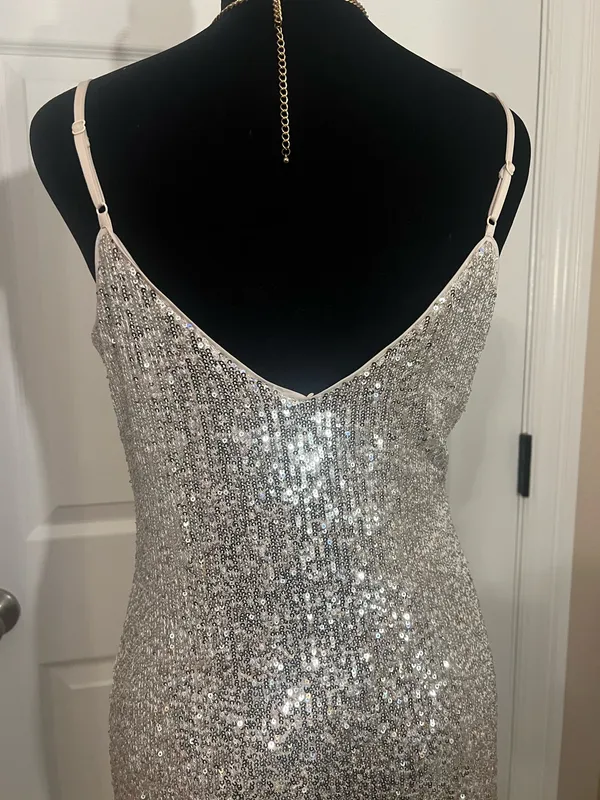 Silver gold ombré cocktail evening dress - Image 4