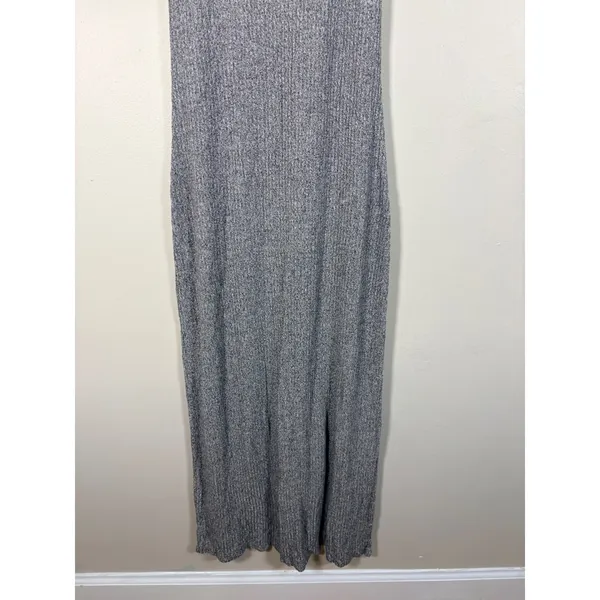 Brandy Melville Midi Dress Womens One Size Grey Excellent Ribbed‎ Knit V-Neck - Image 6