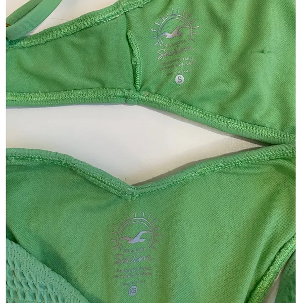 Hollister Sage Green Textured Triangle‎ Wrap Bikini Set S Top XS Cheeky Bottoms - Image 11