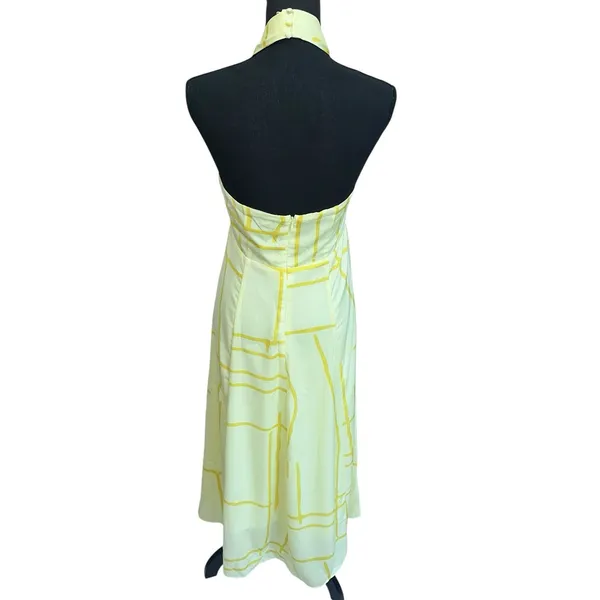 Banana Republic Dress Women 8 Yellow Halter‎ Midi Satin Sleeveless Summer NWT - Image 4