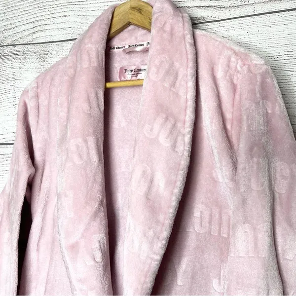 Juicy Couture Blush Pink Logo Plush Robe Size Large/ XL - Image 3