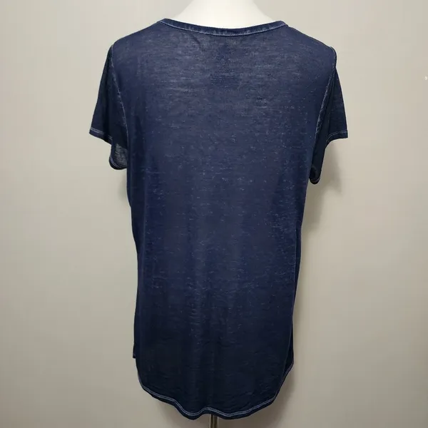 Rock & Republic Navy Festival Burnout Cutout Choker Short Sleeve Tee Size Large - Image 5