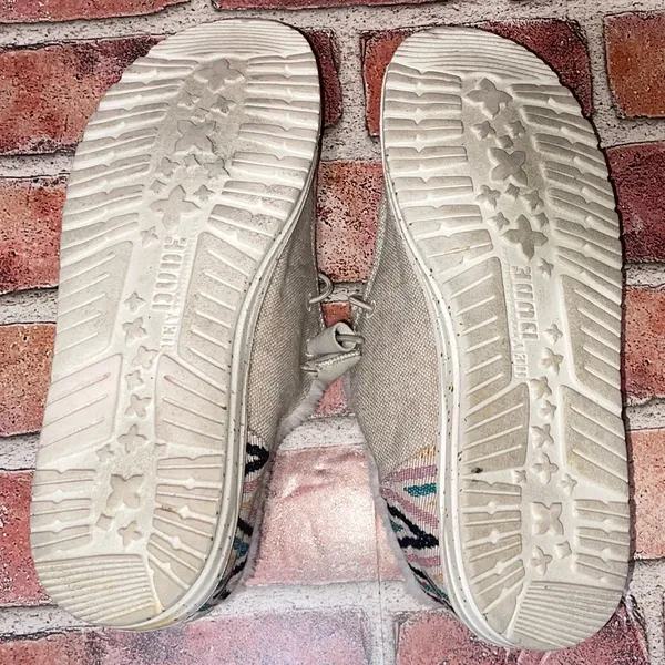 Pre-Owned Hey Dude Wendy Funk Wool Beige Canva Slip On Faux Fur Shoe Size 9 Casu - Image 7