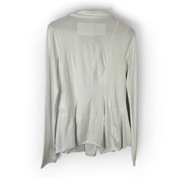 Black Label Womens Medium White Deconstructed Jersey Snap Blazer Cardigan Top - Image 2