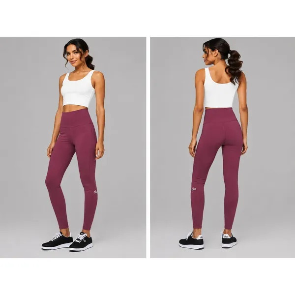 Alo Yoga High-Waist Airbrush Legging Burgundy Small 28.5" Inseam Activewear Yoga - Image 2