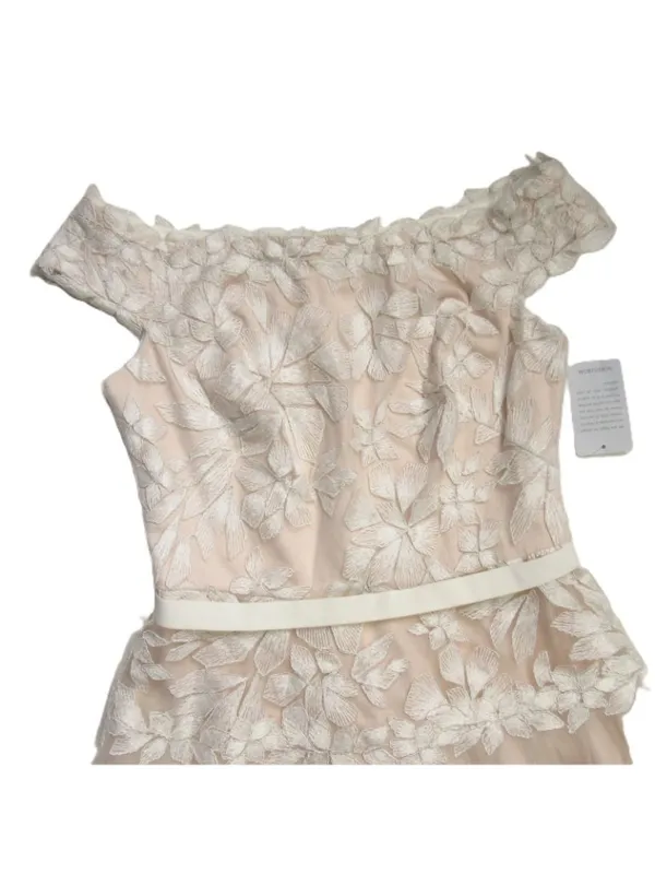NWT TADASHI SHOJI Adriane in Ivory Petal Floral Embroidered Tea Midi Dress 12 - Image 8