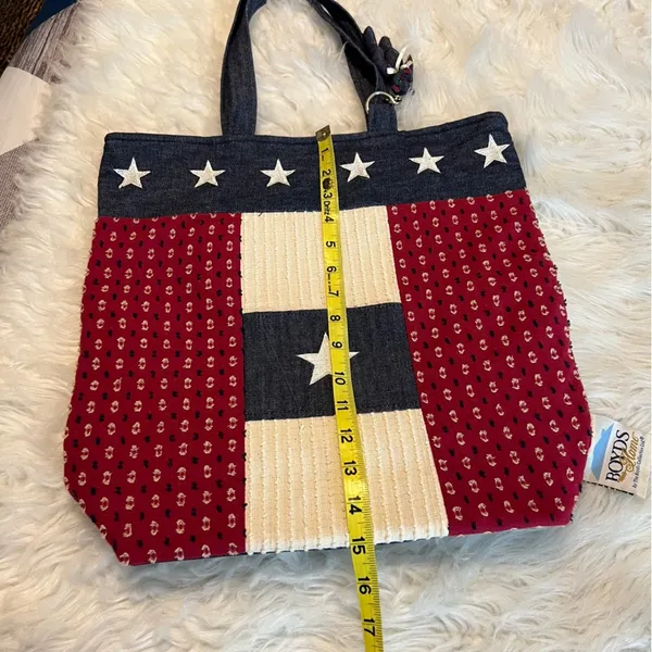 Vintage Boyds Home Collection Tote Bag Americana Patriotic Chambray Bear Stars - Image 9