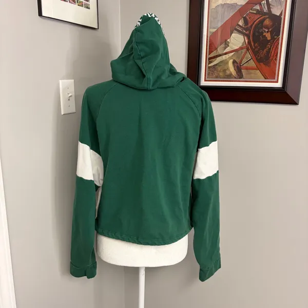 PINK Victoria's Secret Michigan State Spartans Cropped Hoodie Green White Large - Image 4