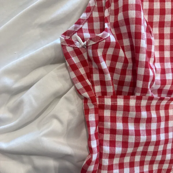 SheIn Red Gingham Wrap Tie Top - Image 3