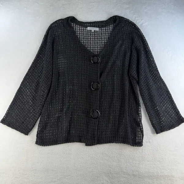 Vintage Keren‎ Hart L Large Sheer Mesh Open Knit Cardigan Artsy Lagenlook Unique - Image 3