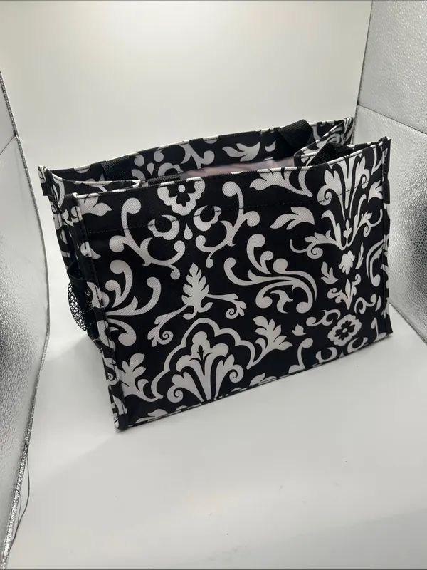 Thirty One All in one organizer bag black parisian print small tote carry all - Image 5