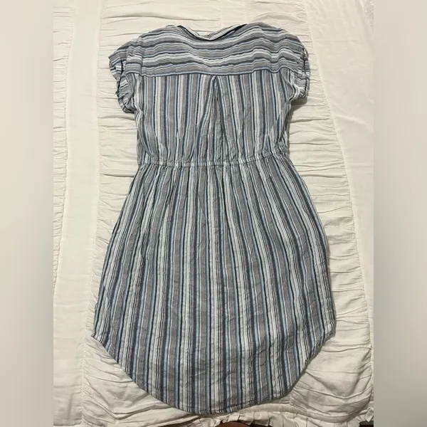 Japna Pinstripe Linen Shirt Dress. Size Large. - Image 3