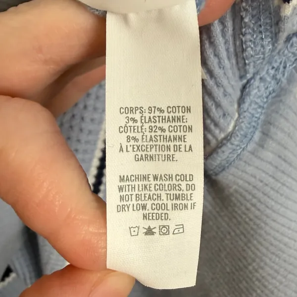 Aerie Offline Blue Striped Waffle Knit Thermal Top Size Small - Image 4