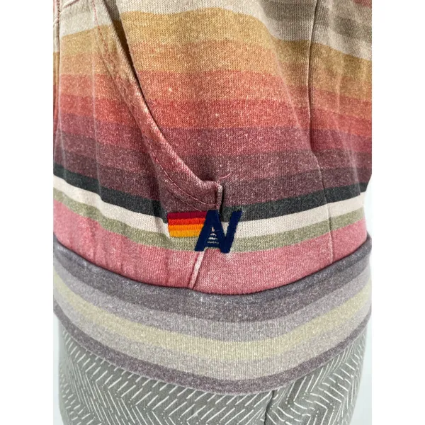 Aviator Nation Serape Striped Full Zip Up Hoodie Pink Sunset Sweatshirt Size S - Image 4